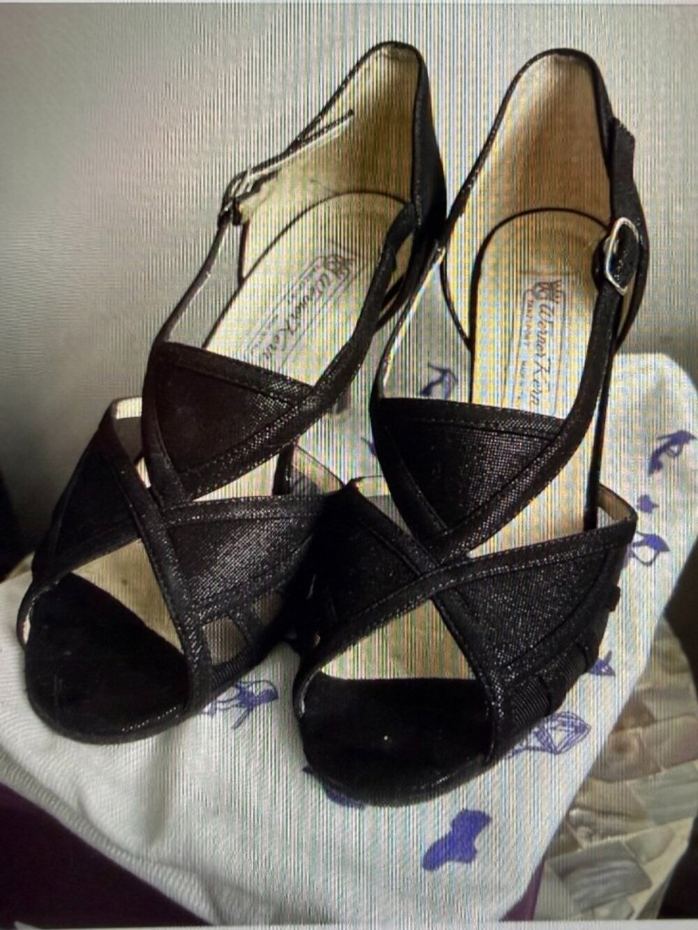 Werner Kern Open Toe Latin Ballroom Dance Shoes, Black 2.5" Heel * UK  5.5